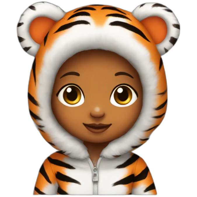 Baby girl in orange tiger suit emoji