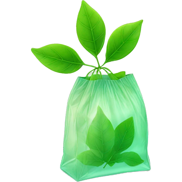 green leaf in little transparent bag emoji