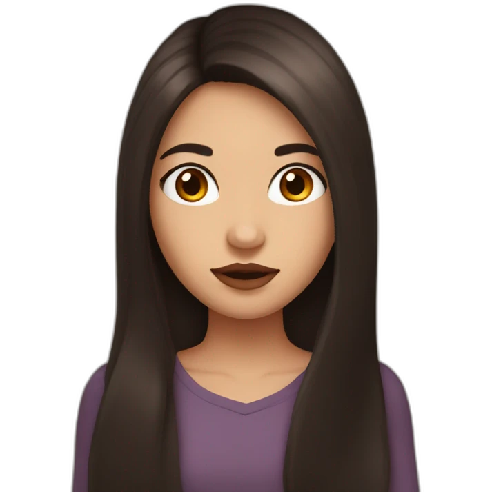 Girl with long dark hair, brown eyes and plump lips emoji