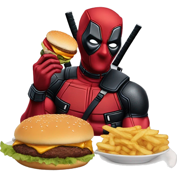 Deadpool eating burger emoji