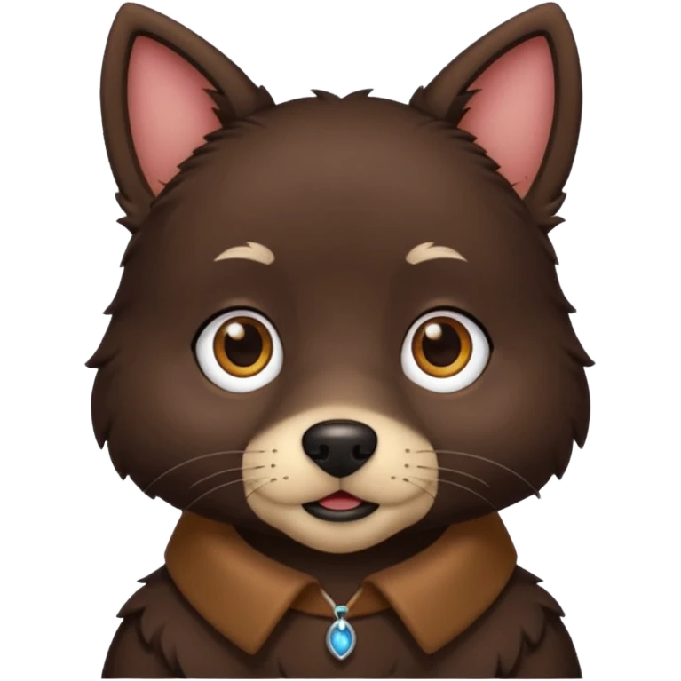 Toto from The Wizard of Oz with dark brown fur, brown collar emoji