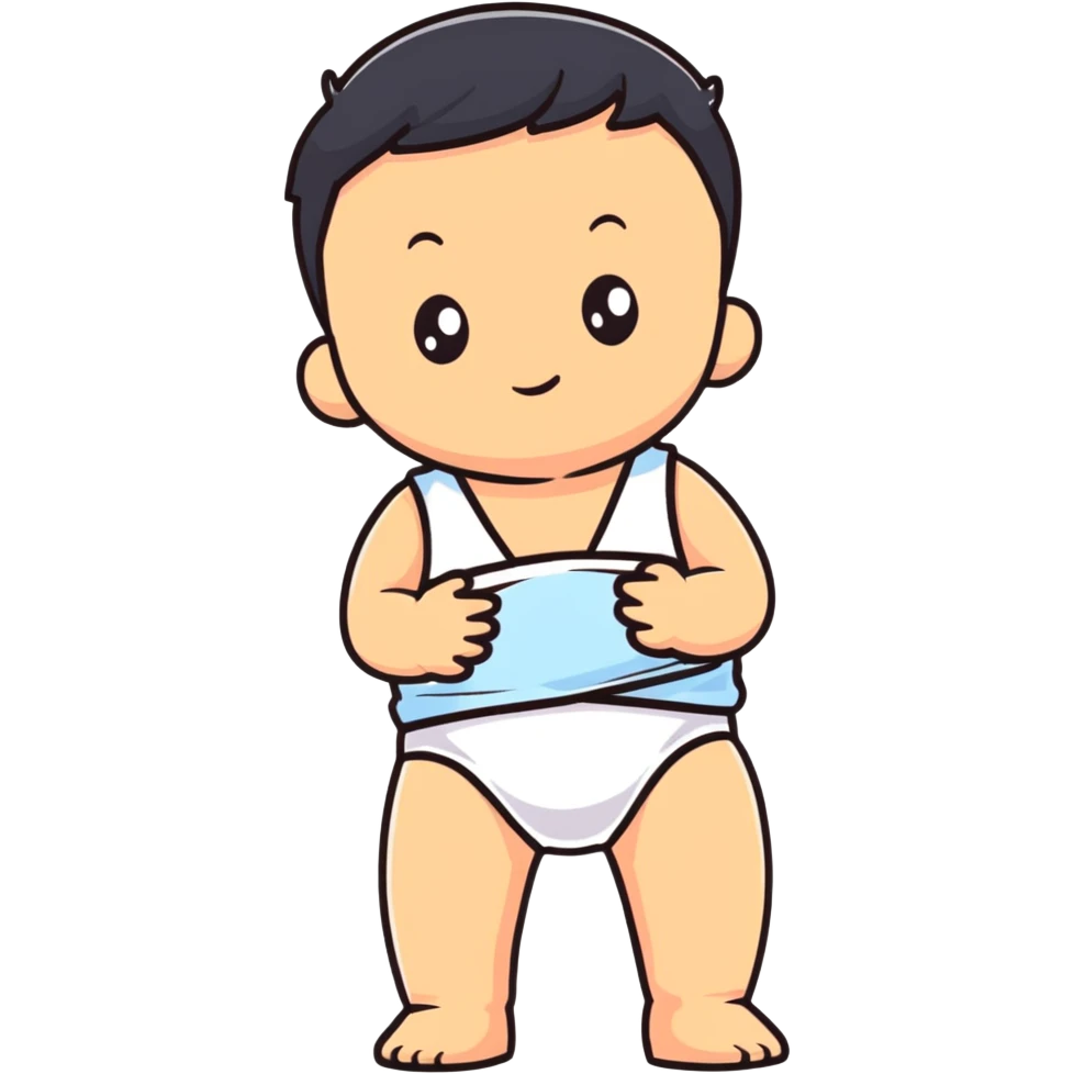 boy child standing with back facing, wearing a diaper emoji