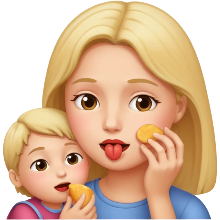 بچه ای که داره جیجی مامانشو میخوره emoji
