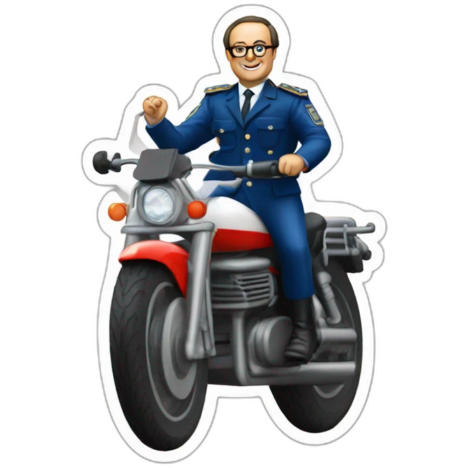 Francois hollande sur une moto gendarmerie emoji