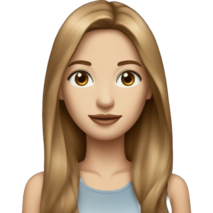 beautiful woman, straight long light brown hair, blue eyes emoji
