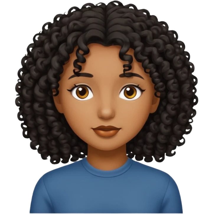 Brown skinned girl with medium length really curly black hair emoji
