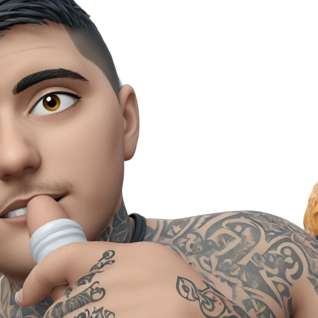 tattooed boy in nature emoji