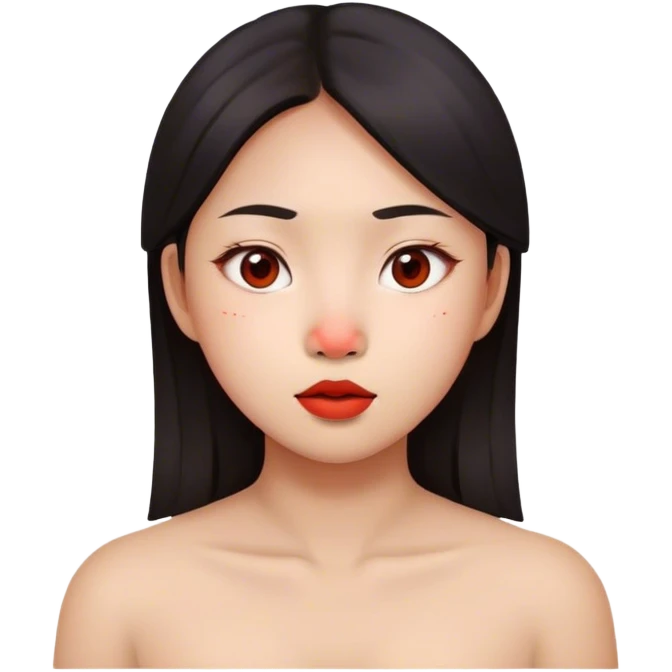 asian girl with red on her nose emoji