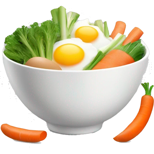Bowl with sliced vegetables and egg emoji