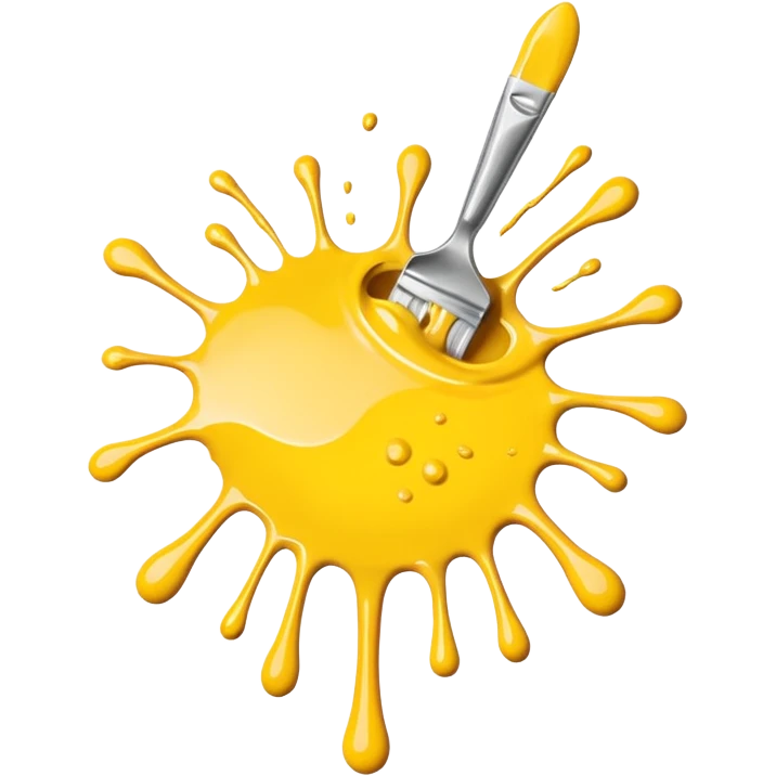 paint splatter, spilled paint, yellow color. emoji
