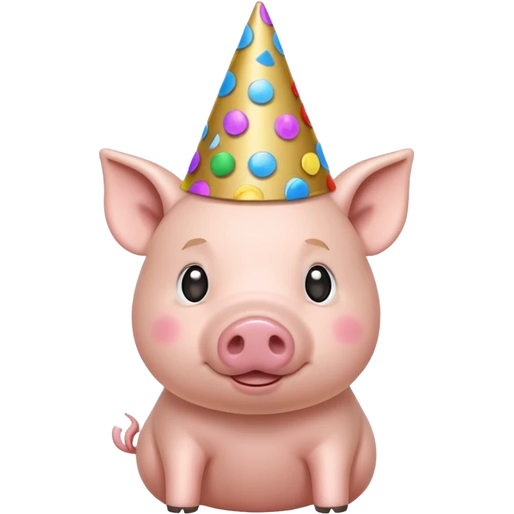 Party Pig – small pig with cone party hat and confetti emoji