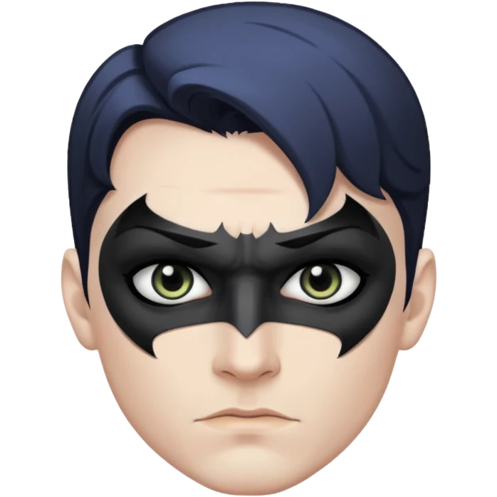 a man with dramatic, Batman-inspired eye makeup emoji