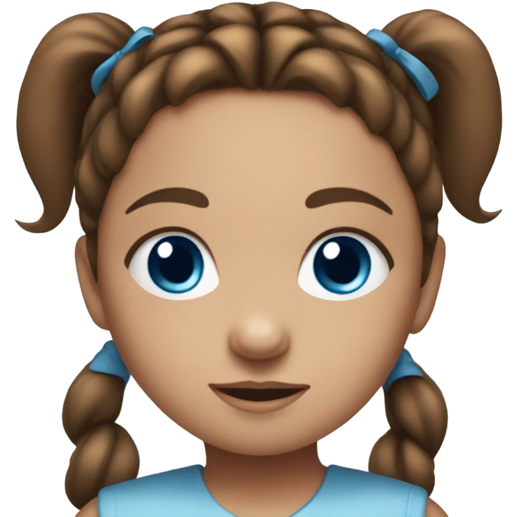 BROWN HAIR BLUE EYE BABY GIRL WITH PONYTAILS emoji