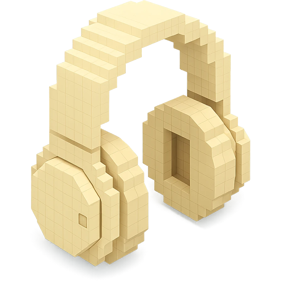 full-size Sony headphones, ivory color, isometric view emoji