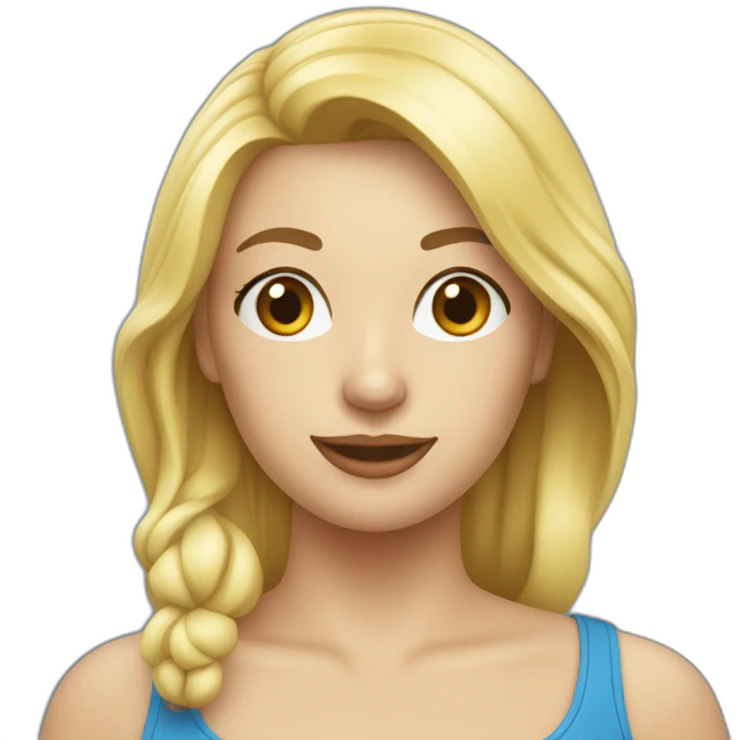 Lächelnde blonde Frau im blauen Badeanzug emoji