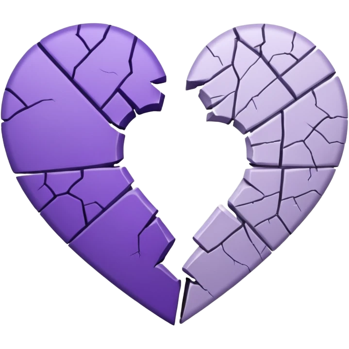 coração quebrado metade branco metade roxo emoji