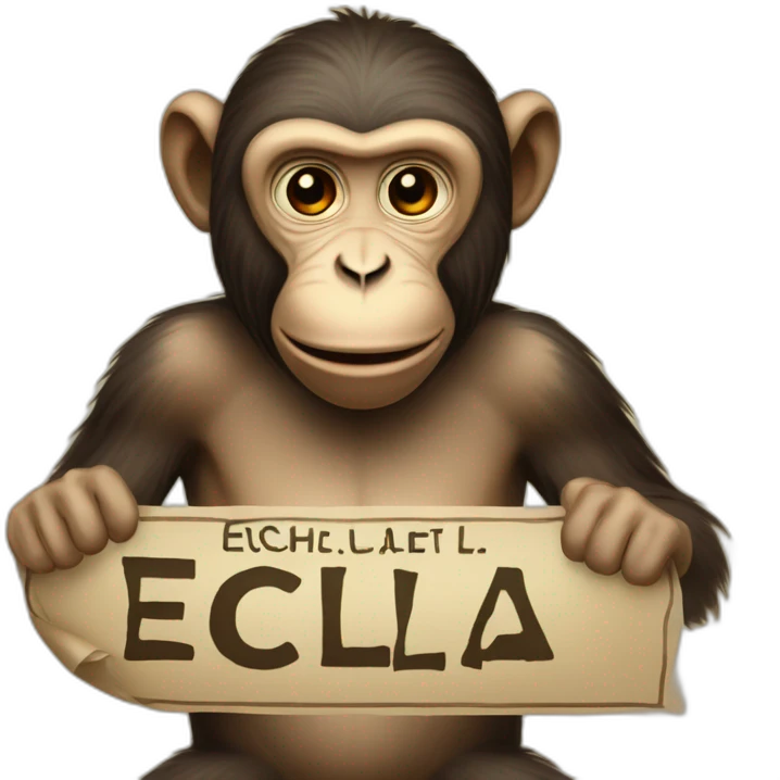 a monkey with a text saying "ecla l'esclave" emoji