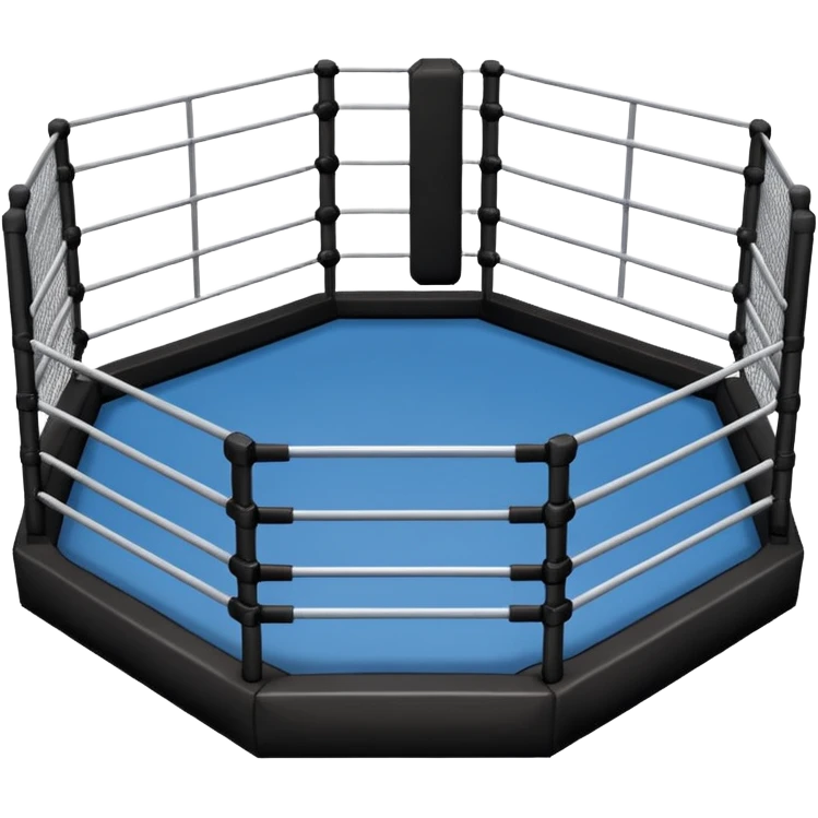 MMA cage arena object icon, octagon fighting cage with metal fence walls, padded corner posts, professional combat arena, 3D cartoon style, mobile game icon style, centered, clean background, no people, no text, no watermark
 emoji