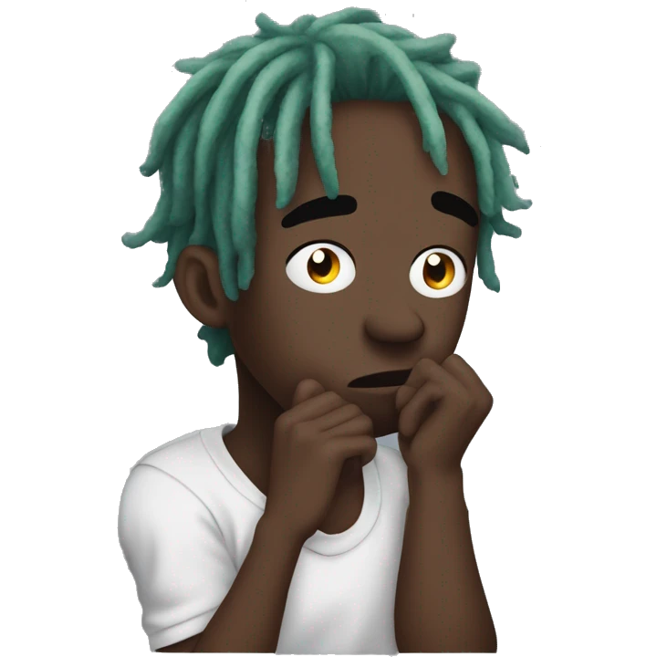 Lil uzi vert thoughtful with his hand on his chin emoji