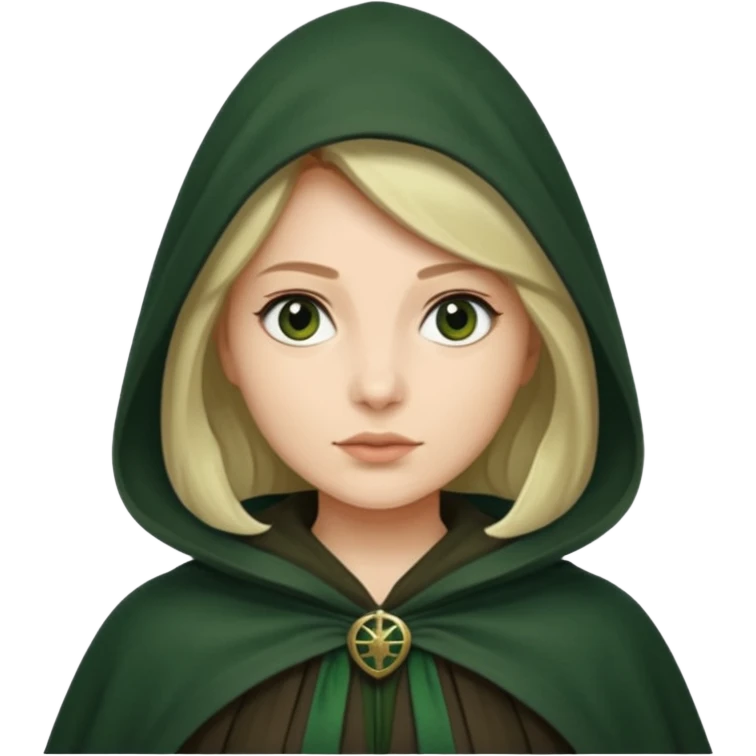 woman waring dark green cloak like in the traitors tv show emoji