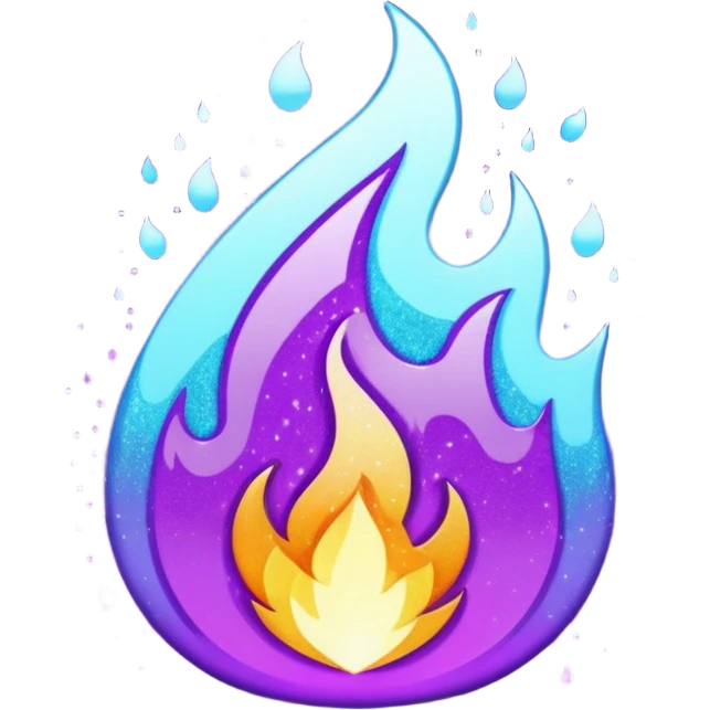 glitter purple and cian flame emoji
