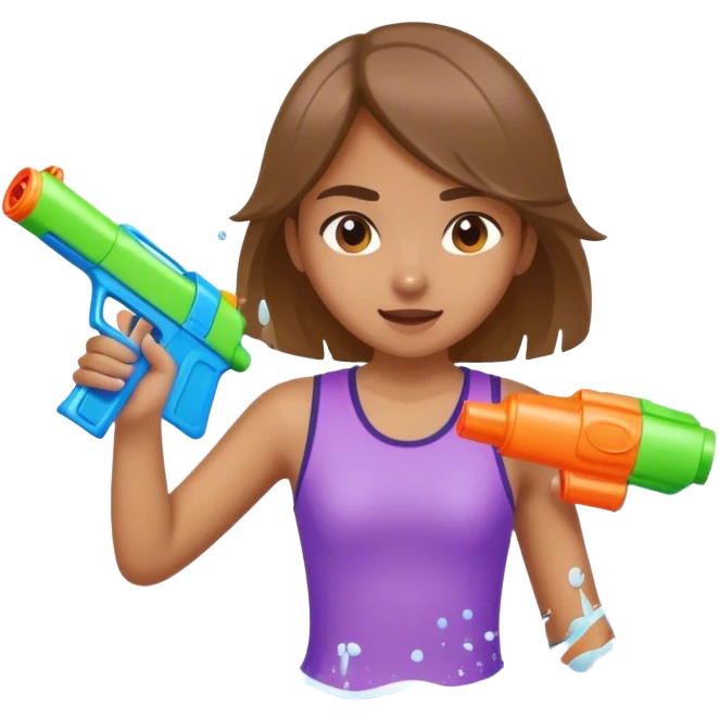 Girl having water gun fight  emoji
