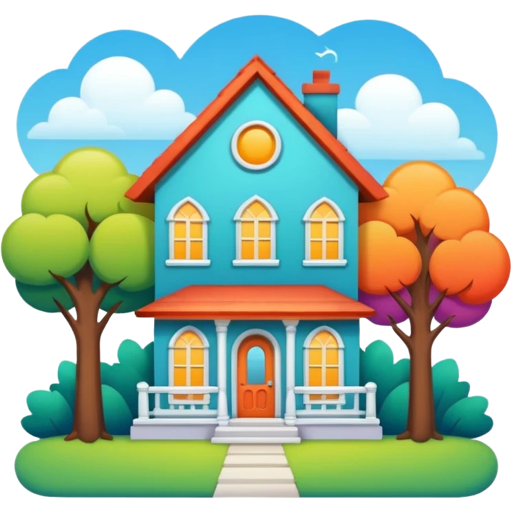 Cartoonish home with white border emoji