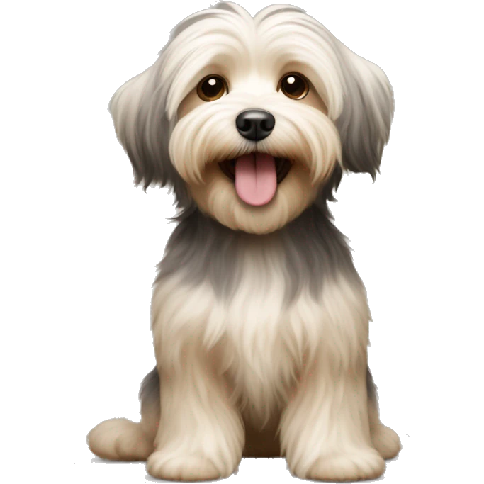 Havanese small dog with ash brown and blonde fur and happy expression emoji
