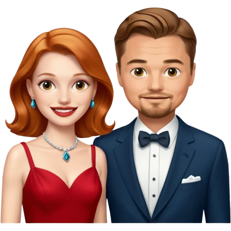 leonardo di caprio and Jessica Chastain in a red dress emoji