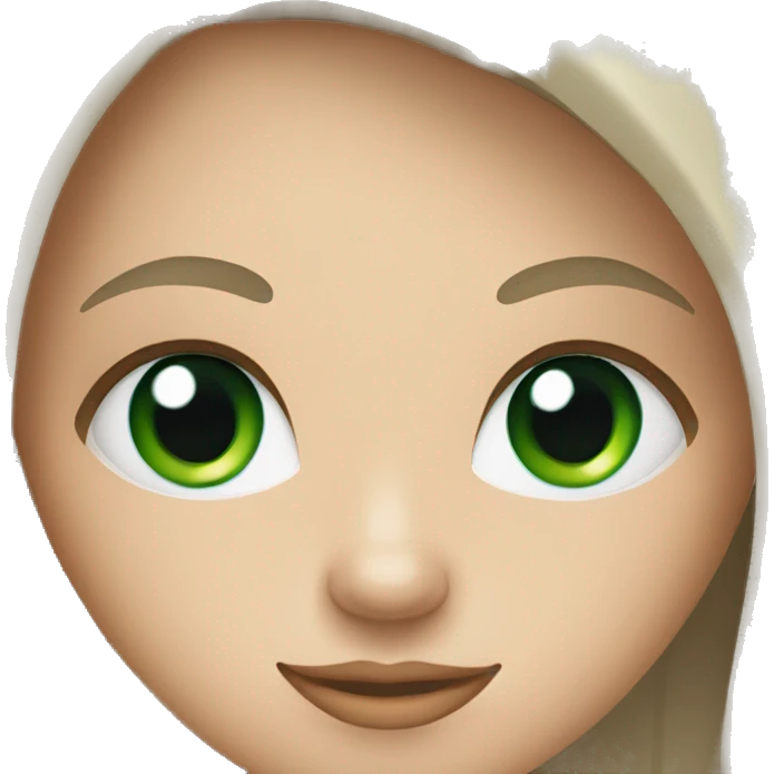white girl with brown straight long hair and blue-green eyes and apple laptop emoji