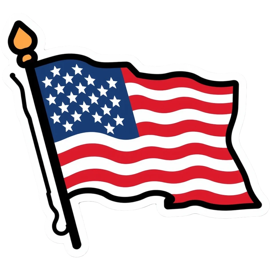I voted sticker with American flag emoji