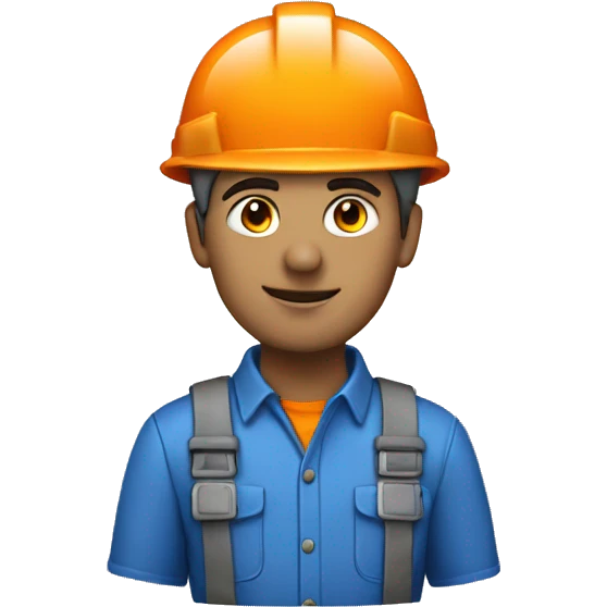Ingeniero con casco naranja , camisa azul emoji