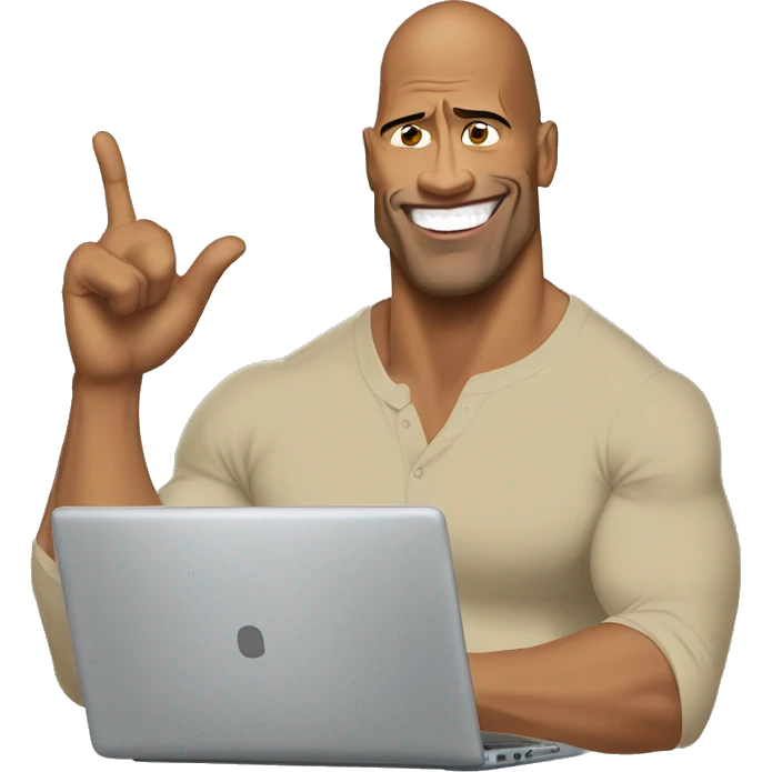 I would like a sticker featuring Dwayne Johnson in a humorous meme style. emoji