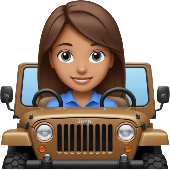 girl in a jeep, blue eyes and brown hair emoji