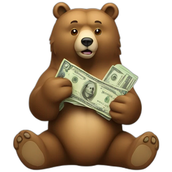 Bear with a cash bill emoji