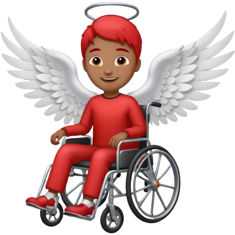 "Emoji representing mobility, speed, and overcoming obstacles, featuring a person in a red wheelchair with wings" emoji