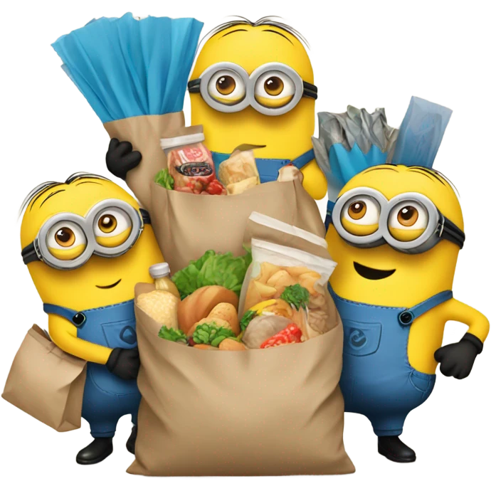 Minions with food in bags emoji