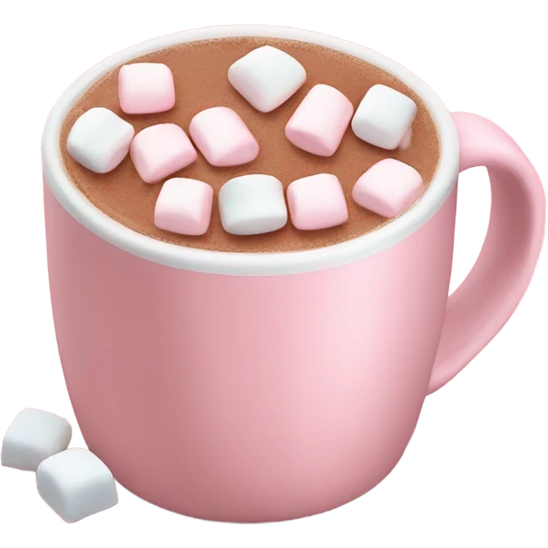 Light Pink mug of hot chocolate with marshmallows  emoji
