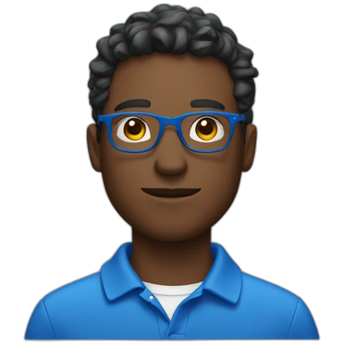 Blue polo strong guy with glasses emoji