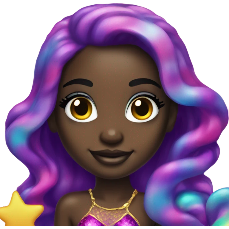 Lisa frank dark skin mermaid emoji