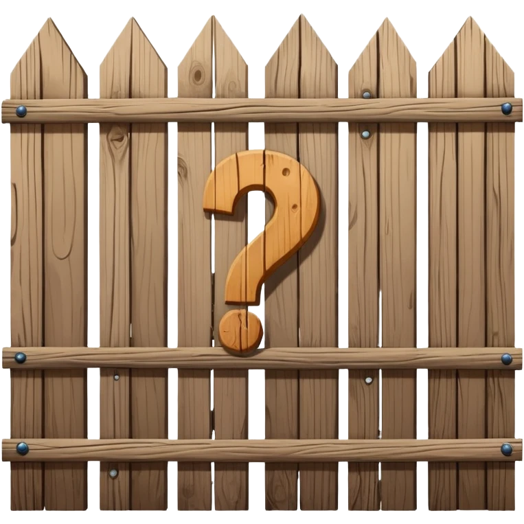 A wooden fence with a question mark above it, representing Chesterton's Fence principle emoji