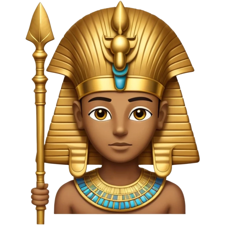 ancient Egyptian pharaoh with golden headdress and ceremonial staff emoji