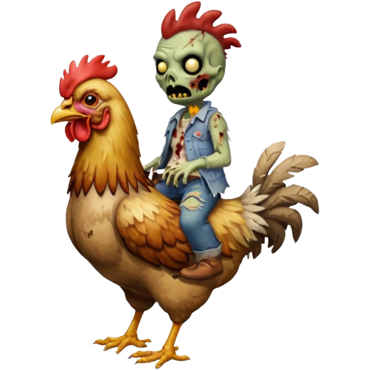 A chicken riding a zombie emoji