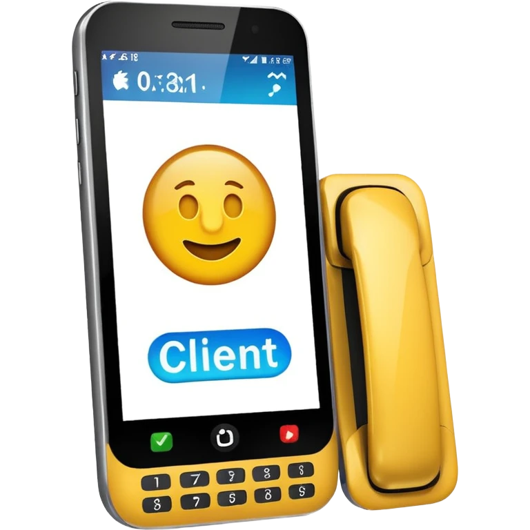 celular con llamada que diga "cliente 1" emoji