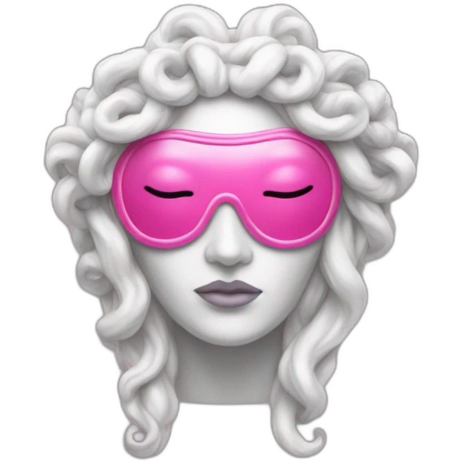 white statue of Medusa Gorgo in pink sleep mask  emoji