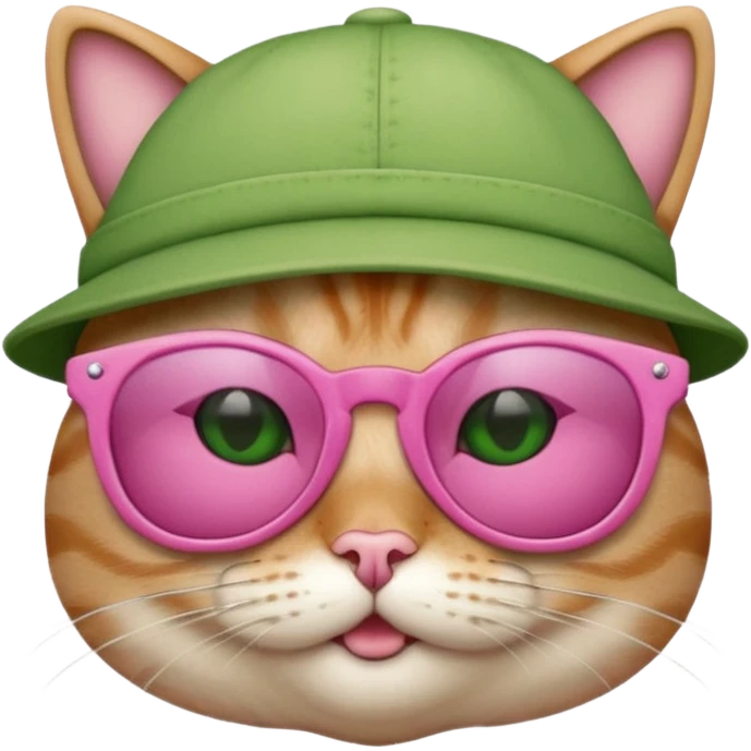 cat wearing green sunglasess and a piunk hat emoji