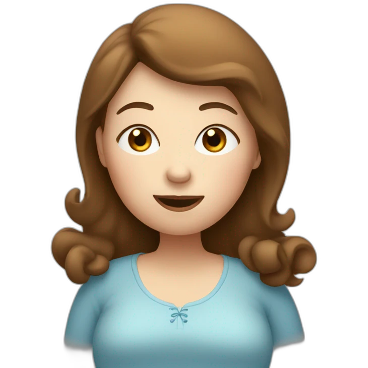singing fat girl with blue eyes, brown hair emoji