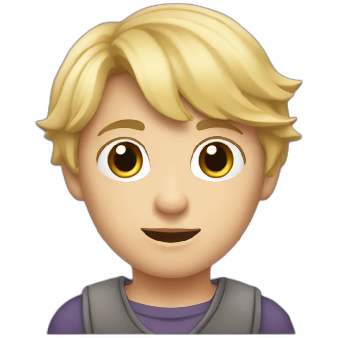 Jeune garçon blond en pul mauve emoji