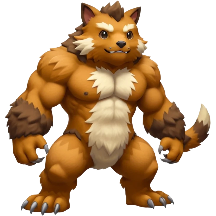 Stocky Quadrupedal Thick-furred Muscular Mountainous Pokémon-Fakémon-Digimon-Creature, (full body) emoji