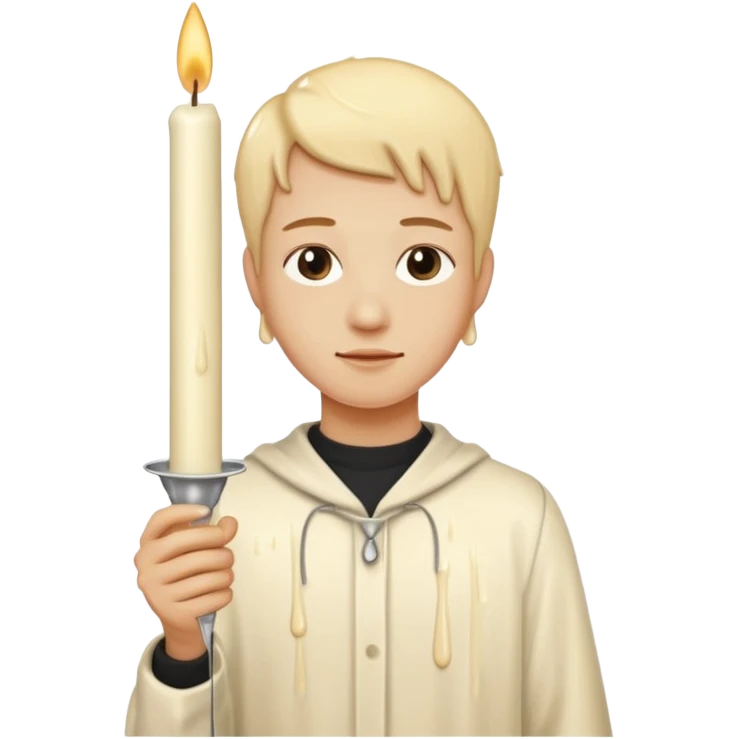 Thin and long Leaning Candle dripping wax as if someone is holding it emoji